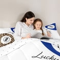 thumbnail image 4 of Castle Fairy Sport Billiards King Size Comforter Sets 3pcs, Retro Cheetah Print Comforters King Size, Brown Blue,1 Comforter and 2 Pillowcases, 4 of 6