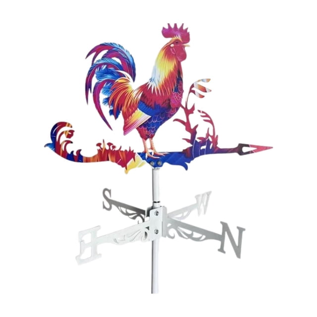 Indicador de viento de metal con forma de gallo, colorido y multicolor, indicador de dirección del viento de granja