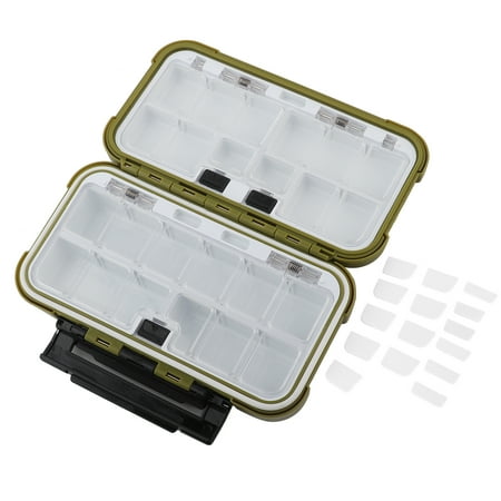 24 Slots Fishing Tackle Accessories Gear Equipment Storage Waterproof Box Army Green