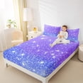 thumbnail image 4 of Manfei Dreamy Starry Sky Full Size Sheets, Purple Blue Bling Stars Bed Sheets, Teens Kids Boys Girls Sheet Sets, Lightweight Room Decor, 4 Pieces, 4 of 7