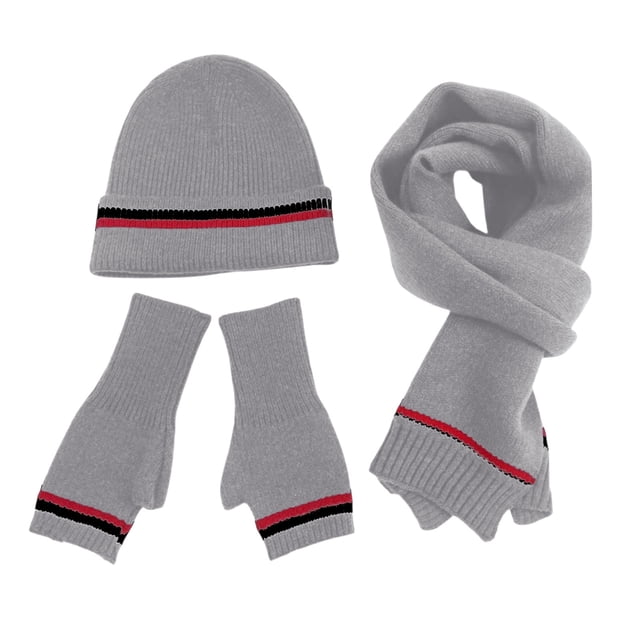 FYEGRE Winter Knitted Scarf Hat Gloves Set Complete Warm Ensemble for Cold Weather Grey One Size