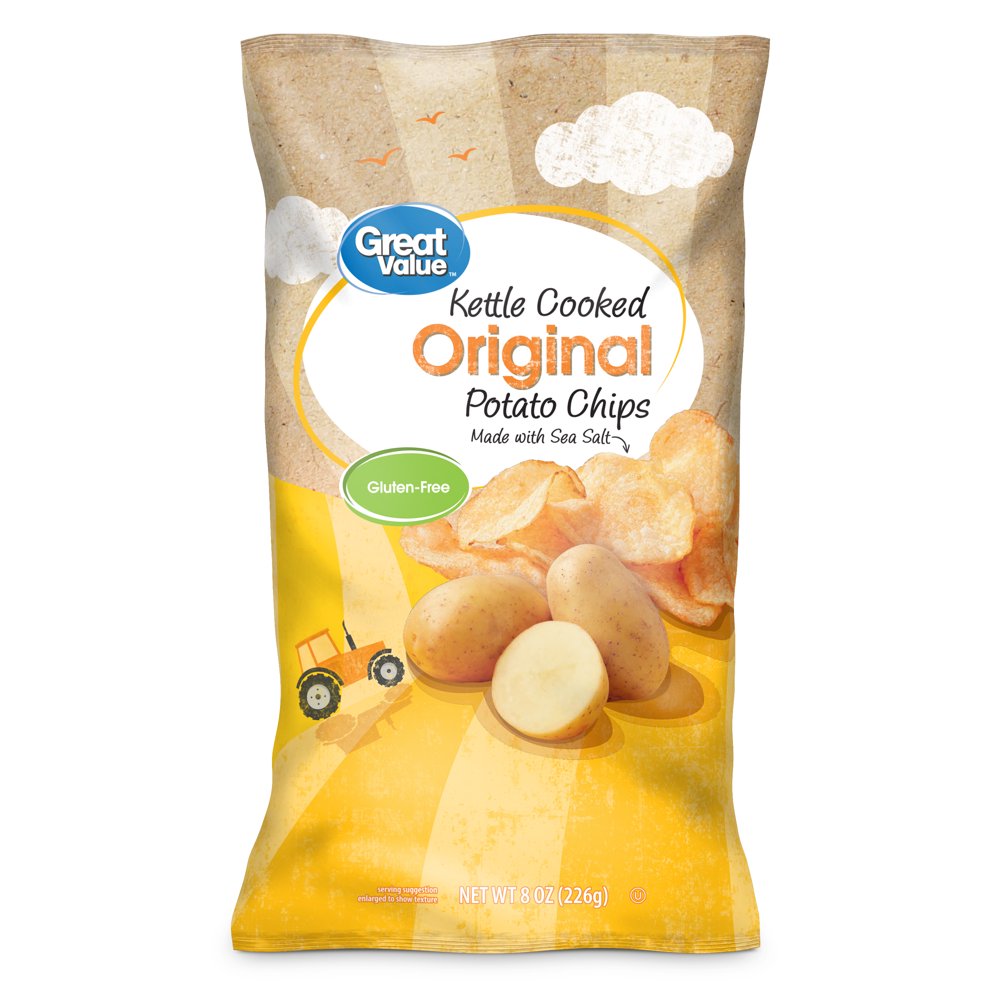 Great Value Kettle Cooked Original Potato Chips, 8 oz