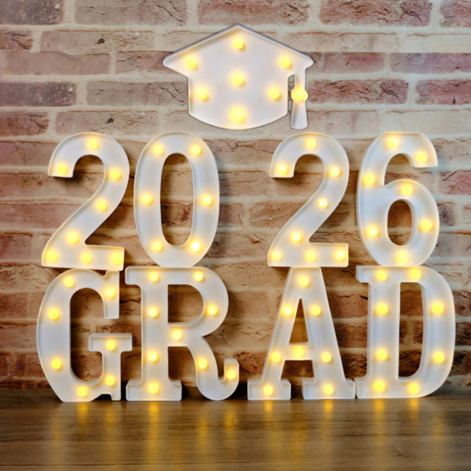FXMLRLK Graduation Decorations 2026 LED Long Marquee Light Up Letters 'Grad 2026' - Graduation Party Decor for Kindergarten Preschool College Graduation,White(2026 GRAD+Hat)