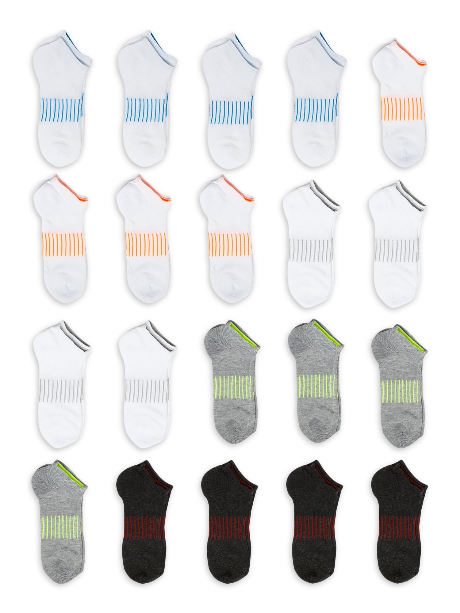 Wonder Nation Boys No Show Socks, 20-Pack, Sizes S (4-8.5) - L (3-9)