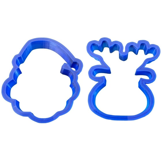 2 Pack Santa & Reindeer Cookie Cutter Set – Classic Christmas Holiday Baking Molds