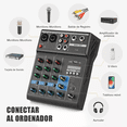 thumbnail image 2 of Mezclador De Audio Bluetooth 4 Canales De Consola Tarjeta NEGRO, 2 of 6