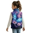 thumbnail image 3 of Uorisanigo Unisex Kids Fleece Vest Puffy Sleeveless Zip Front Blue Butterfly Floral Jacket Fall Winter Warm Outwear Full-Zip Jacket Vest Trendy Clothes Stand Collar Outwear, 3 of 7