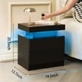thumbnail image 3 of Nightstand LED Bedside Table with 2 Drawers Black, 3 of 5