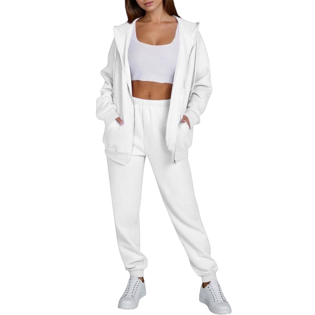 archivio⭐️ホワイトフード付トレーナー　サイズ36 Two Piece Corduroy Sweatsuit Sets for Womens 1/4 Zipper Pullover