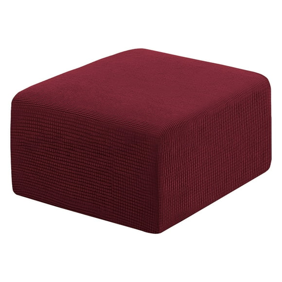 Square Ottoman Ottoman Slipcovers Folding Storage Stool Furniture Protector form Fit with Elastic Bottom High Spandex Small Checks Fabric Wine Red