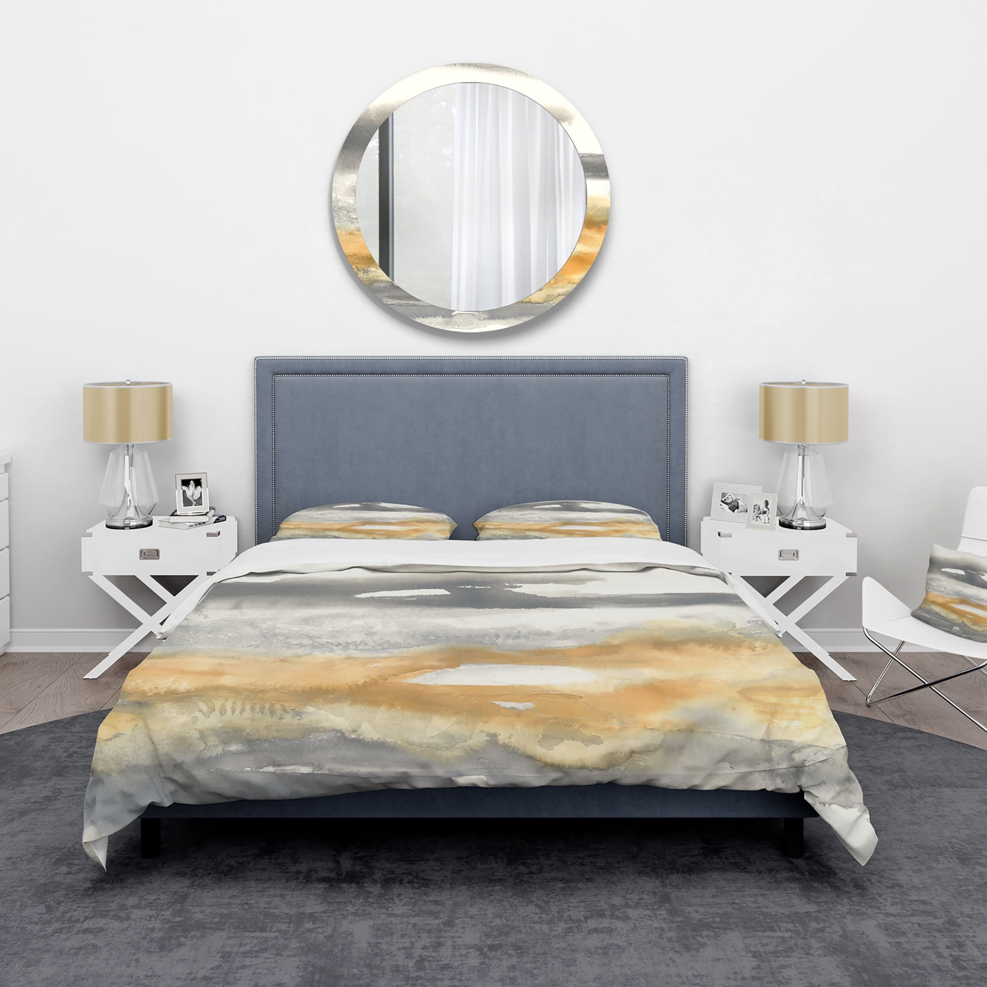 Designart 'Gold Glamour Direction I' Glam Duvet Cover Set