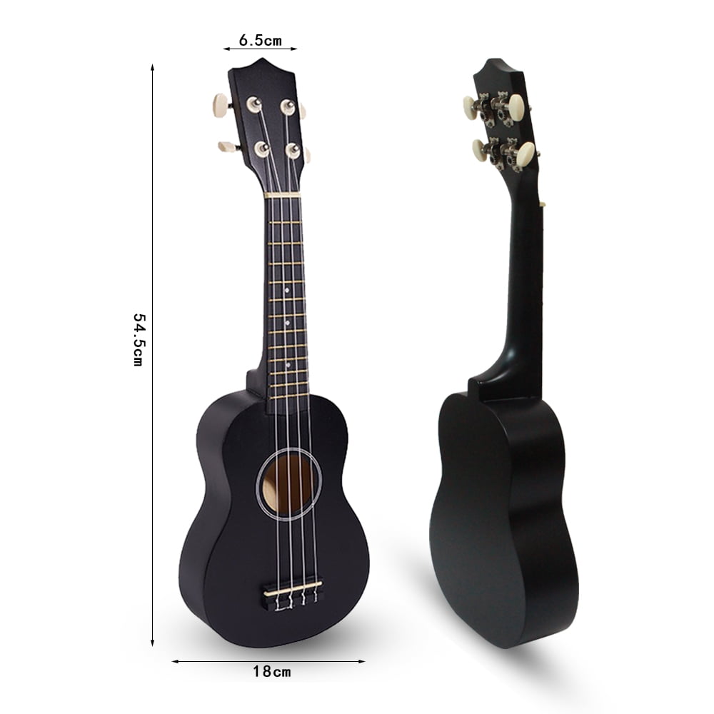 Likegreen Ukulele 21 inch Beginning Kit for Beginner Kids Students with Free Gig Bag, Strap, Nylon String, Picks, Clip-on Tuner Colorful Gift Black