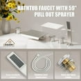 thumbnail image 5 of CASAINC 3 Handle Roman Bathroom Tub Faucet with Handheld Sprayer, Brushed Nickel, 5 of 9