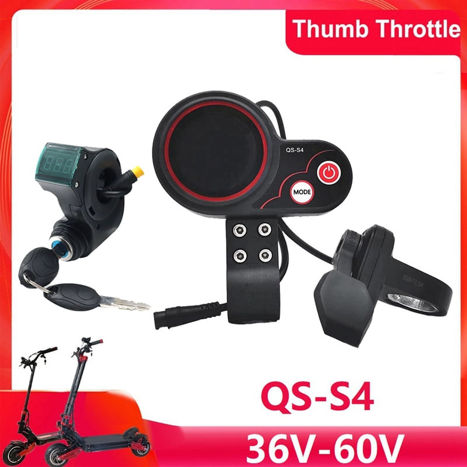 QS-S4 36V-60V Thumb Throttle LCD Display Kit+3PIN Ignition Lock