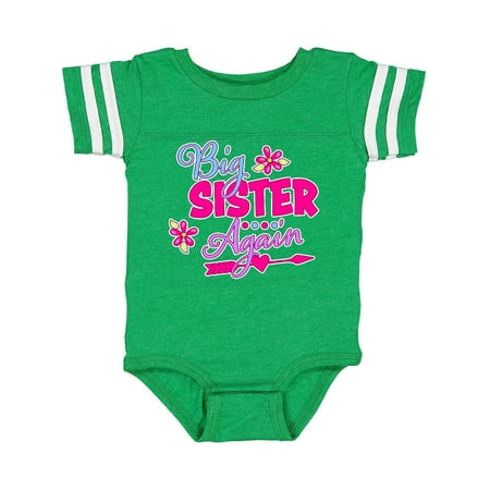 

Inktastic Big Sister Again with Flowers and Arrow Gift Baby Girl Bodysuit