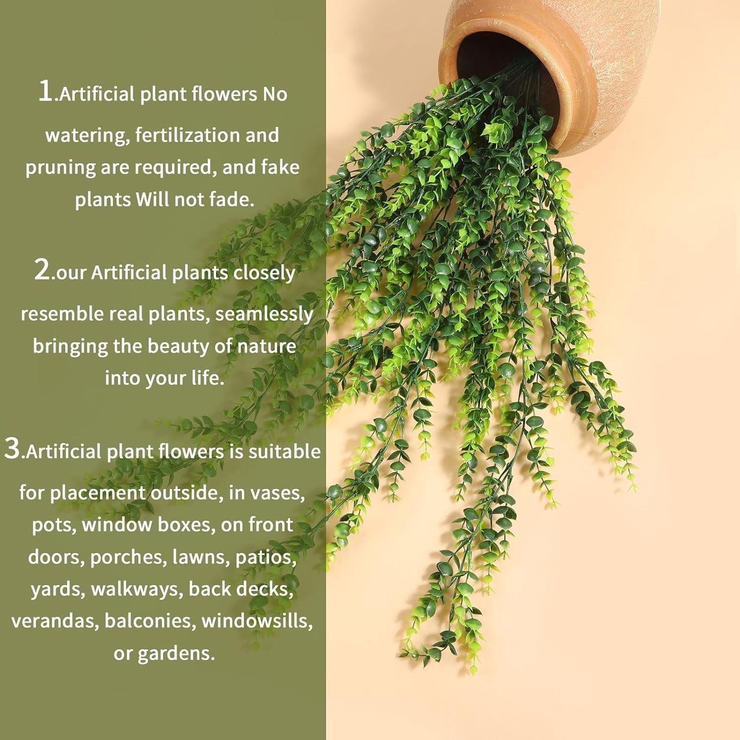 Artificial Flowers for Outdoors Plants Fake Plants Uv Resistant Faux Plastic Daffodils Flower Greenery Boxwood for Spring Planters Outdoor Front Porch Garden Porch Patio Decoration(Green)