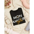 thumbnail image 3 of Mon Amour Love Text Shaped T-Shirt Women -Image by Shutterstock, Female Small, 3 of 4