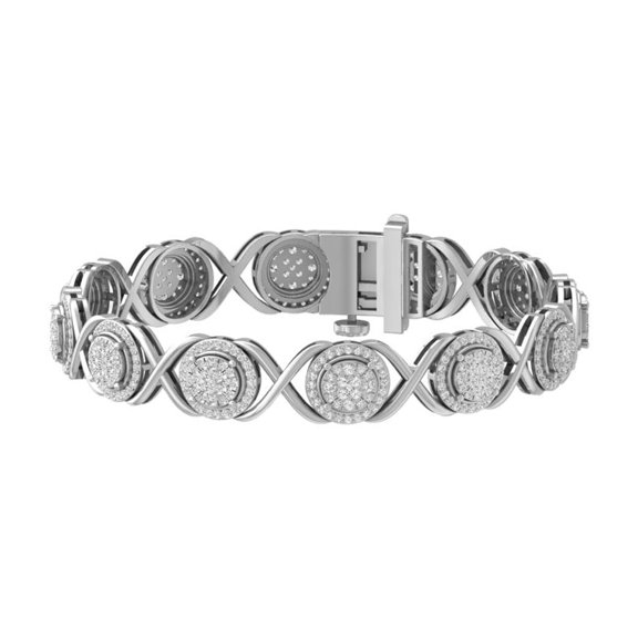 ARAIYA FINE JEWELRY Sterling Silver Round Cluster Diamond Bracelet (2 3/4 cttw, I2-I3 Clarity, I-J Color) 7"