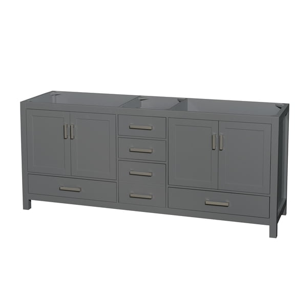 Wyndham Collection Sheffield 79" Wood Double Bathroom Vanity in Dark Gray