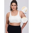 thumbnail image 5 of Wingslove Women's Sports Bra Full Coverage Wireless Bra Plus Size High Impact Non Padded Workout Bra,White 38G, 5 of 12
