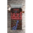 thumbnail image 2 of Ambesonne Music Quilted Coverlet 2 Pcs, All Jazz Sign Brick Wall, Twin Size, Red Blue, 2 of 2