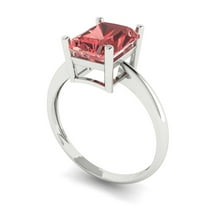 2.5ct radiant cut red natural garnet 18k white gold Bridal Wedding Engagement Promise Anniversary Ring for Women size 4