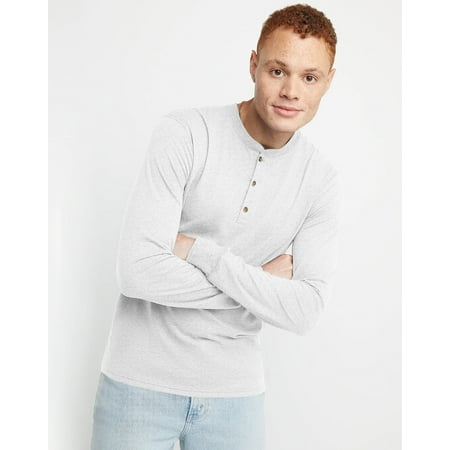 Hanes Henley Long Sleeve Originals Men's Tri-Blend Three Button Camping Outdoors