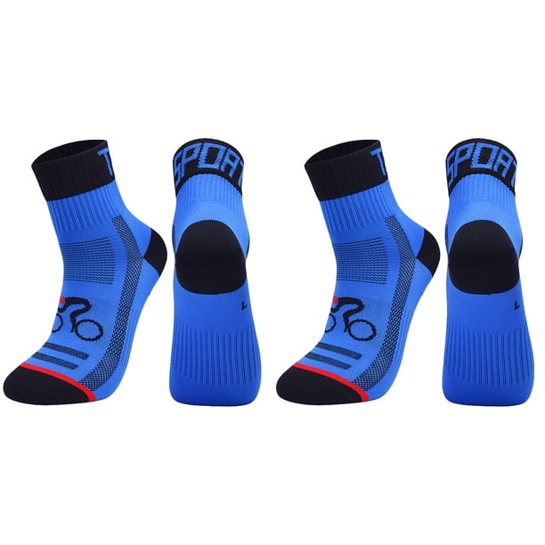 2 pares de calcetines deportivos unisex de media caña, antideslizantes, de malla atlética, transpirables, de ciclismo, de nailon grueso (azul, 40-44 yardas)