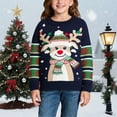 thumbnail image 2 of SGMVNU Novelty Christmas Sweaters for Girls with Whimsical Santa Motif Knitted Pullover Warm Top for Winter Parties Holiday Outfits(y1202_3-Blue, Size 7-8 Years), 2 of 9