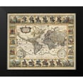thumbnail image 2 of Visscher, Claes Janszoon 14x12 Black Modern Framed Museum Art Print Titled - Nova Totius Terrarum Orbis Tabula, 1652, 2 of 5