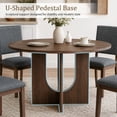 thumbnail image 2 of Leovanni 48inch Round Dining Table Set for 4 Modern Solid Wood 5-Piece Kitchen & Dining Room Set with Upholstered Chairs Pedestal Base, Walnut, 2 of 7