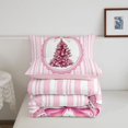 thumbnail image 5 of Manfei Festive Christmas Tree Twin Comforter Sets,Cute Bow Stripes Bedding Set,Pink White,Pink Reversible,2-Piece,1 Comforter and 1 Pillowcase, 5 of 7