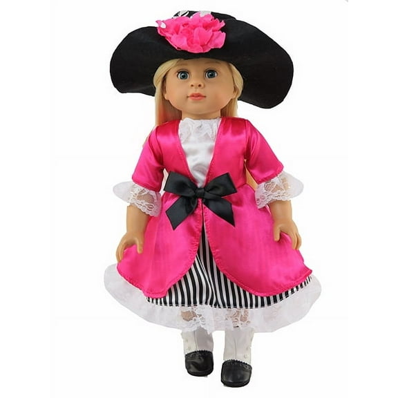 Pink Buccaneer Dress with Hat For 18 Inch Dolls | American Fashion World
