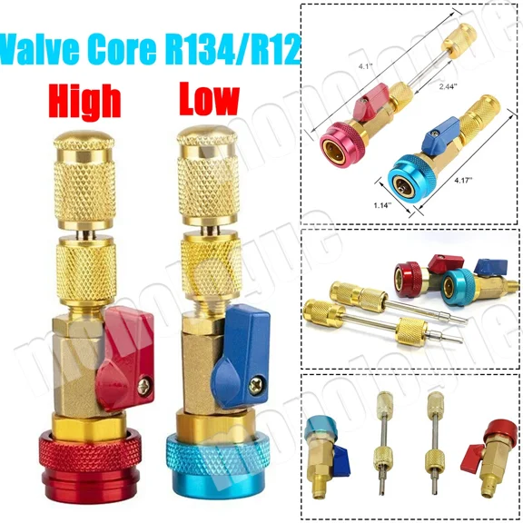 Hvac Ac R134A R12 Valve Core High & Low Pressure Quick Remover Install Tool Set