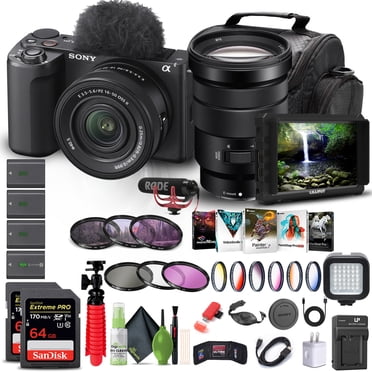 Sony Alpha ZV-E10 II Mirrorless Camera with 16-50mm Lens (Black) (ZVE10M2KB)   Sony 18-105mm Lens   4K Monitor   Pro Mic   More