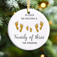 thumbnail image 3 of Personalized 2024 Family of Three Ceramic Ornament, Baby's First Christmas Keepsake, Hanging Christmas Tree Decoration, New Parents Gift, Holiday Ornament, 3 of 3