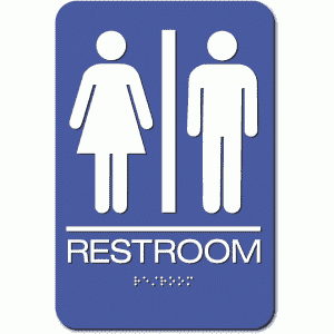 

Unisex RESTROOM Sign - Styrene-Blue / White (4 Units)