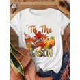 thumbnail image 2 of Women's Shirt Tis The Season Fall Football Pumpkin Print Graphic Tee Autumn Casual Wear Gift For Friends Family, 2 of 6