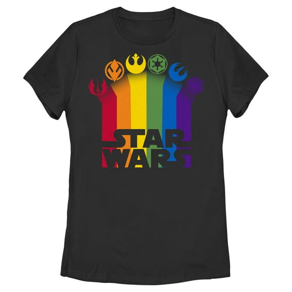Women's Star Wars Pride Rainbow Crests Logo Graphic Tee Black Medium