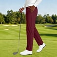 thumbnail image 4 of TKKCS Mens Stretch Golf Pants Comfort Waist Slim Straight Fit Business Casual Flat Front Dress Pants with Pockets Wine 4XL, 4 of 8