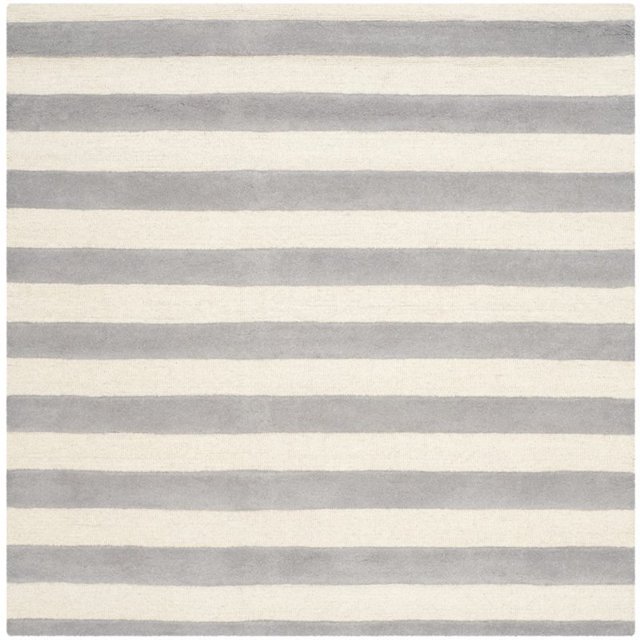 Safavieh Cambridge Collection CAM154A Handmade Moroccan Geometric Grey and Ivory Premium Wool Square Area Rug (4' Square)