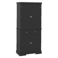 thumbnail image 3 of 72 Inch Tall Kitchen Pantry Storage Cabinet with Pull Out Drawer and Customizable Shelving, Freestanding Farmhouse Cupboard with Built In Door Organizers for Dining Room Kitchen, Black White, 3 of 8