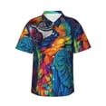 thumbnail image 1 of Fotbe Vibrant Rainbow Parrot Fantasy Camisa Hawaiana para Hombre Unisex – Camisa Casual de Verano con Botones de Manga Corta de Algodón y Lino,XX-Large, 1 of 7