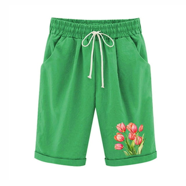 Top and Shorts Sets for Women, Womens Elastic Waist Printing Drawstring Shorts