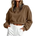 thumbnail image 3 of Crew Neck Sweatshirts for Women Corduroy Long Sleeve Pullover Womens Cropped Loose Casual Sweatshirts, 3 of 6