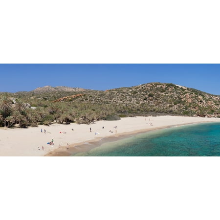 Beach and palm tree forest Vai Lasithi Eastern Crete Crete Greece Canvas Art - Panoramic Images (36 x 12)