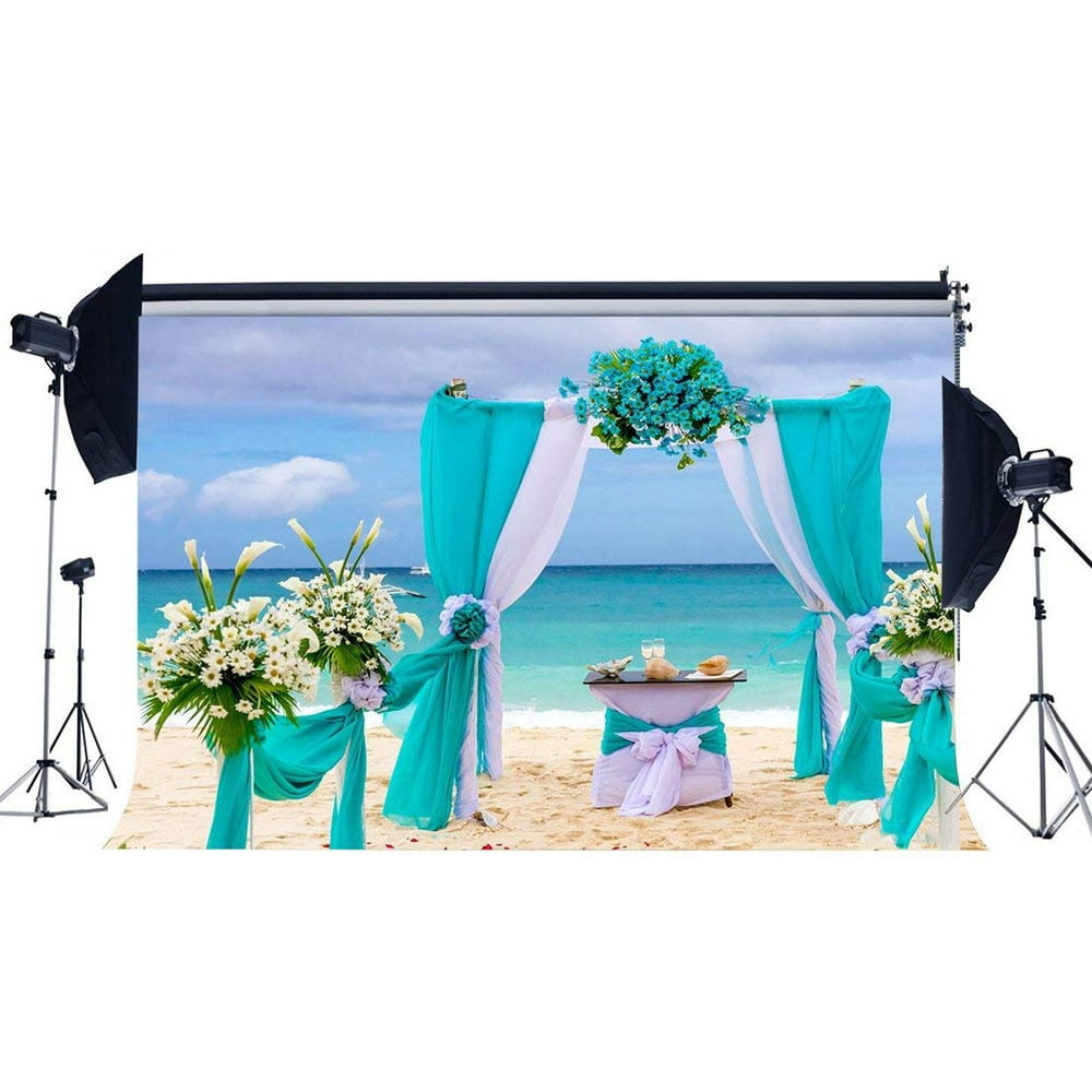 ABPHOTO Polyester 7x5ft Wedding Decoration Backdrop Seaside Sand Beach