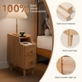 thumbnail image 6 of Narrow Nightstand Set of 2, Pre-Assembled Solid Wood Small Skinny Night Stand with Drawers, Open Sliding Shelf, Mid Century Modern Slim Bedside Table for Bedroom, End Side Table, Natural Oak, 6 of 8