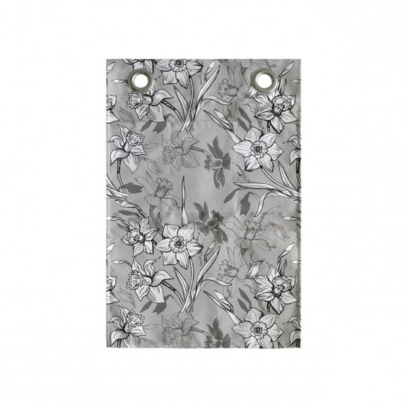Charcoal Hanging Pocket Organizer, Creative Floral Nostalgia with Hand Drawn Daffodil Flowers, Printed Polyester Storage Bag with Pockets, 14" x 20", Pale Taupe Dimgray