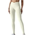 thumbnail image 3 of Kmdttou Women's High Waisted Leggings for Seamless Knitted Breathable Solid Color Waist Peach Hip Yoga Pants For Running And Fitness Nine Cent Pants For Women, 3 of 6